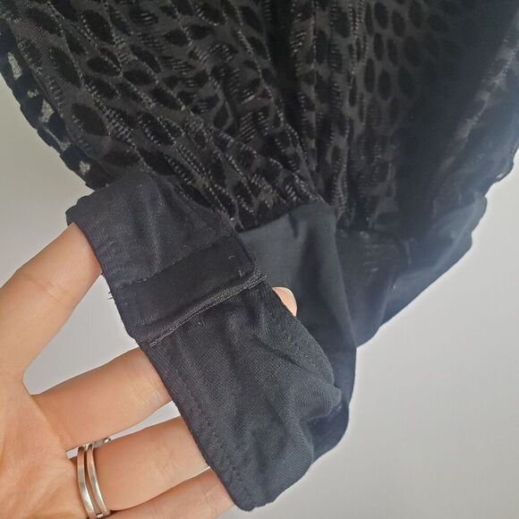 Ramy Brook Regina Black Velvet Printed Bodysuit - Size XXS - Picture 6 of 10